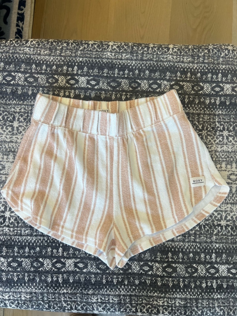 Roxy Peach and Cream Striped Knit Athletic Shorts